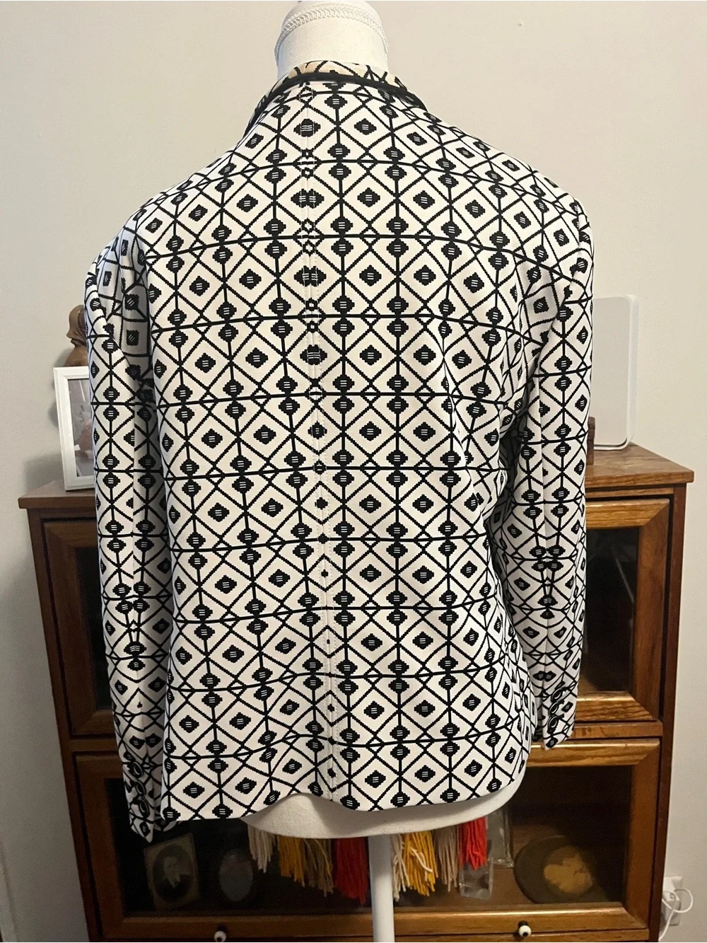 Nine West Size 16 Geometric Open Front Blazer